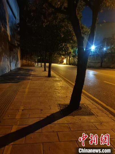 秦丽亚拍下凌晨空荡的街道。　受访者供图