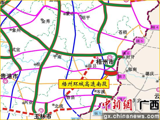 梧州（龙眼咀）至硕龙公路（梧州环城高速南段）项目路线图。广西交通投资集团供图