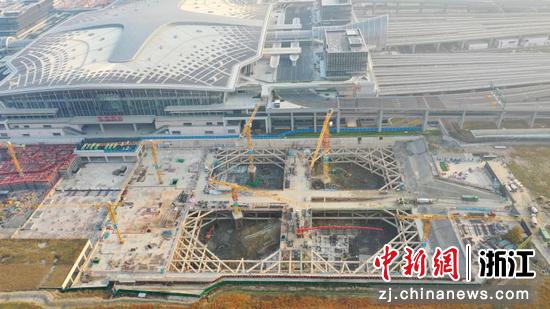 杭州西站枢纽站城综合体在建设中。 杭州西站枢纽 供图