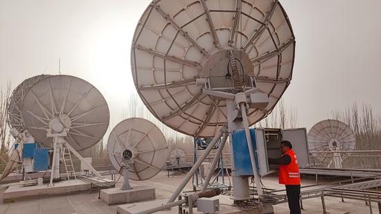 位于新疆喀什的中国联通国际卫星地面站保障神舟十四号载人飞船发射。