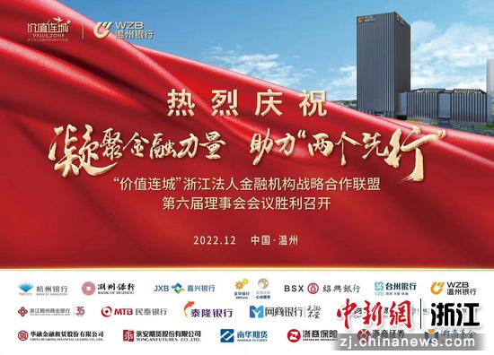 第六届“价值连城”浙江法人金融机构战略合作联盟理事会会议海报。温州银行 供图