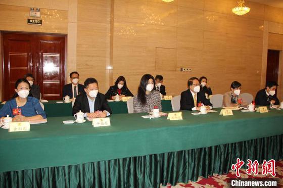 出席市政协十五届一次会议的港澳委员和列席会议的在津台胞、海外华侨华人代表联组讨论　天津市政协供图