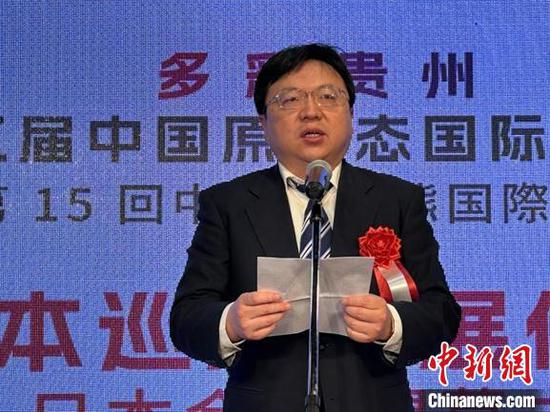 中国驻日本大使馆公使衔参赞兼总领事陈巍致辞。　大展组委会办公室供图