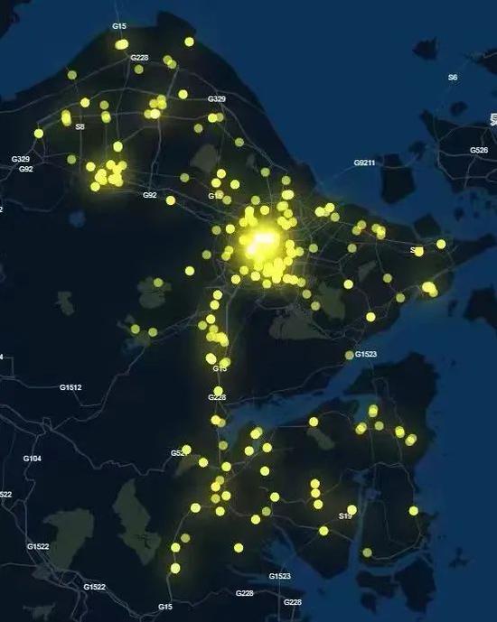 宁波地区的国家电网充电站点分布图