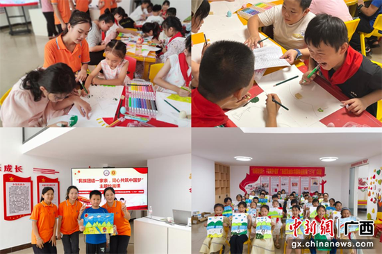 带领同学们共绘中华民族一家亲。学院供图 带领同学们共绘中华民族一家亲。学院供图