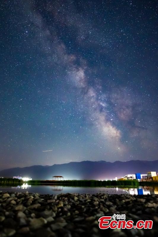 The spectacular Milky Way stretches across the night sky in Hami City, northwest China's Xinjiang Uyghur Autonomous Region, July 18, 2023. (Photo: China News Service/JiaTianyong)

