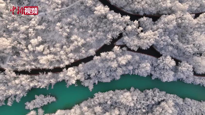 新疆特克斯：雪后太極島景區宛如水墨畫