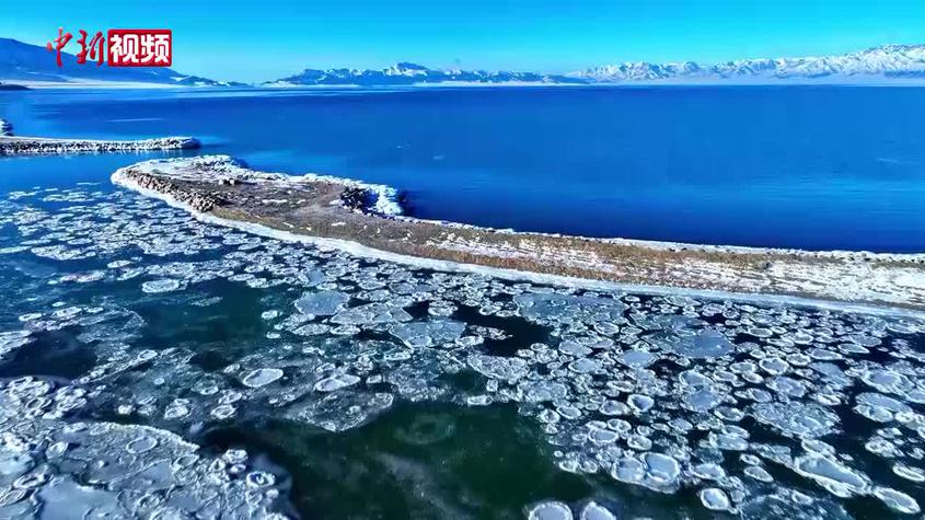新疆賽里木湖進入結冰期 美如一幅生態圖卷