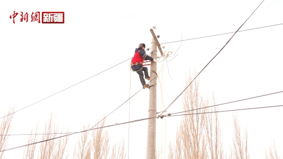新疆拜城县大风天气致供电受损 紧急抢修当日恢复供电