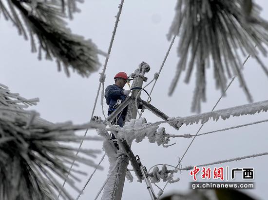 供电人员在资源县10千伏车大湾线东冲头支线抢修现场。曾琳 摄