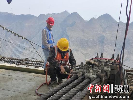 已建成的猫道。 袁堇峰摄