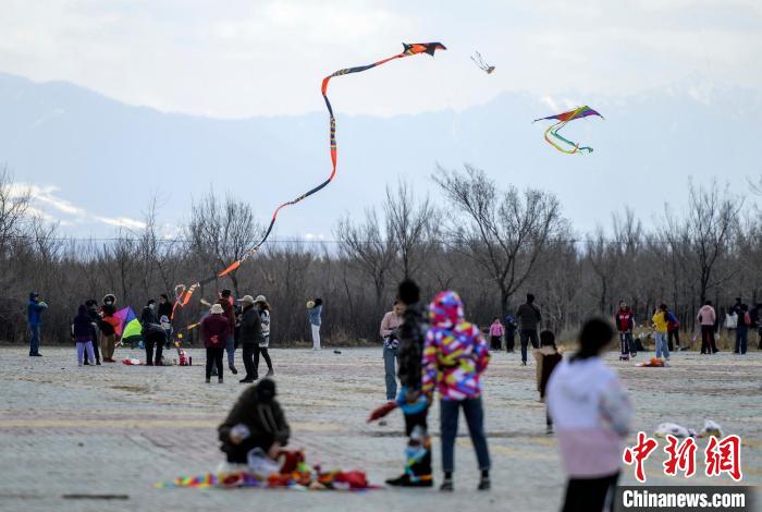 新疆乌鲁木齐市郊一处郊野公园，形状各异的风筝漫天飞舞。中新网记者 刘新 摄