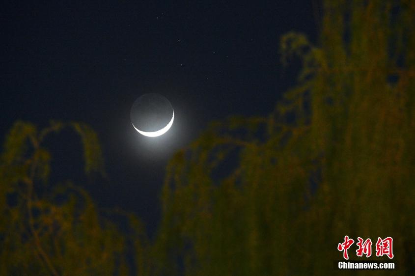 新疆巴州：库尔勒上空现昴星团伴月天象