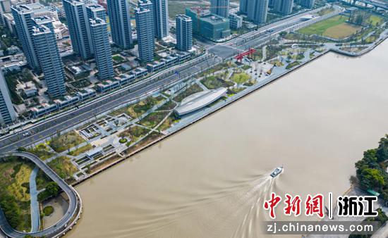 大运河滨水公共空间实景图（谢村段）。 杭州市商旅运河集团 供图