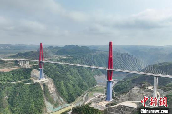 4月25日，航拍贵州龙里河特大桥。　中新网记者 瞿宏伦 摄
