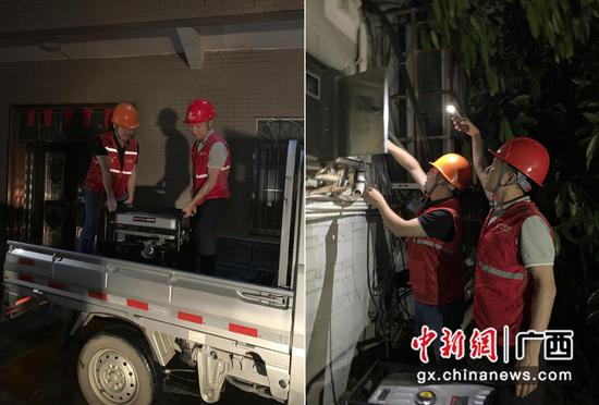 广西移动抢修保障队携带抢修物资连夜赶赴灾区抢修。刘长鹏 摄