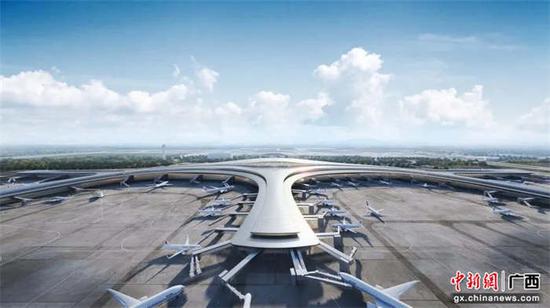 南宁吴圩国际机场T3航站楼三标段项目首节钢柱完成吊装