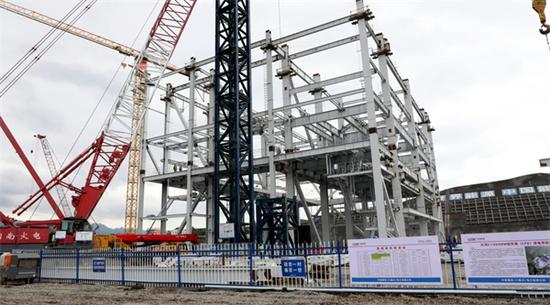 建设中的大湾2X660MW低热值（CFB）煤电项目。（资料图）