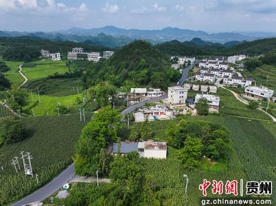 贵州省大方县东关至安乐农村公路穿过美丽村庄。何志刚 摄 贵州省大方县东关至安乐农村公路穿过美丽村庄。何志刚 摄