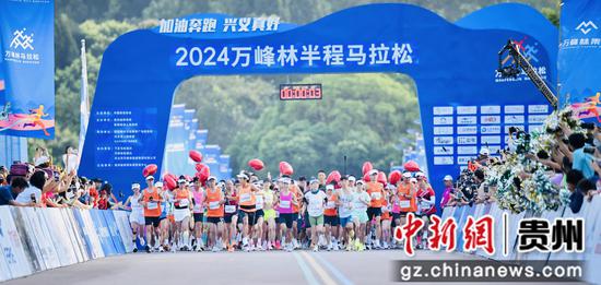 9月1日,2024万峰林半程马拉松赛鸣枪开跑。万峰林马拉松组委会 供图 9月1日,2024万峰林半程马拉松赛鸣枪开跑。万峰林马拉松组委会 供图