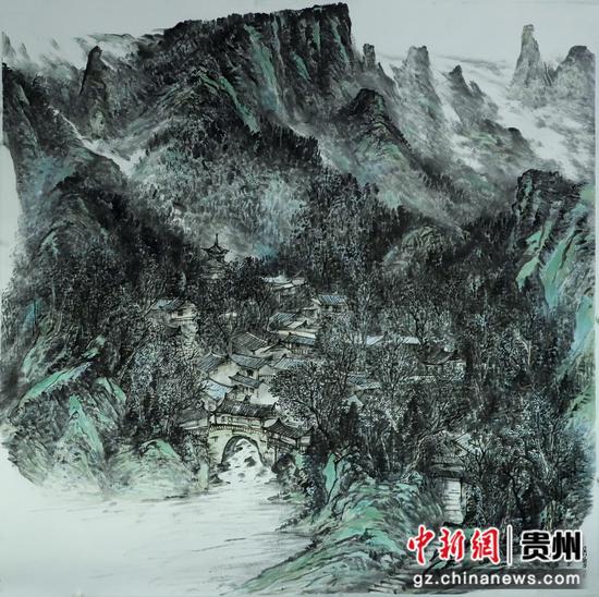图为展出的作品:张明勇《雨润家山》 图为展出的作品:张明勇《雨润家山》