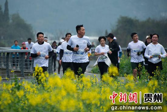 2月9日，万余名海内外选手奔跑在万峰林花海。印象黔西南 供图