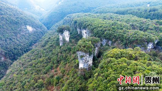 2月26日在贵州省道真仡佬族苗族自治县河口镇拍摄的大峡谷景色(无人机照片)。 2月26日在贵州省道真仡佬族苗族自治县河口镇拍摄的大峡谷景色(无人机照片)。