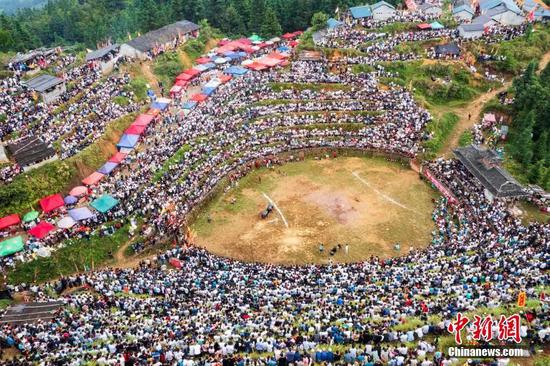 民众在从江县观看斗牛比赛。吴德军 摄