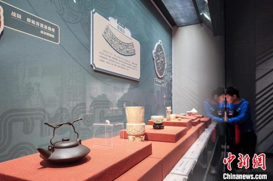 2月2日,观众在天津博物馆参观“乙巳华章——蛇年生肖文物与艺术精品展”。春节假期,逛博物馆成为人们出游的热门选择,天津博物馆推出丰富多彩的主题展,让市民和游客品味文博之韵过假期。中新社记者 佟郁 摄