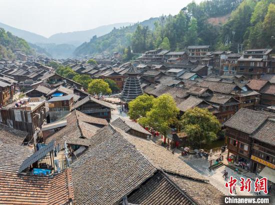 3月26日，航拍贵州肇兴侗寨。(无人机照片)唐哲 摄