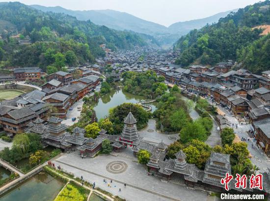 3月26日，航拍贵州肇兴侗寨。(无人机照片)唐哲 摄