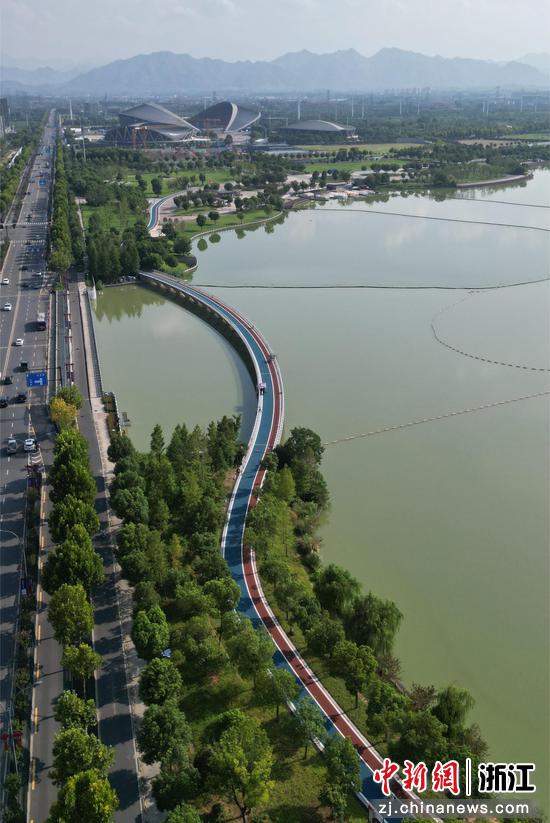 俯瞰湖海塘公园。金华开发区 供图