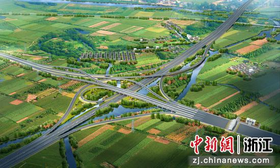 乍嘉苏改扩建项目南湖互通效果图。浙交建设 供图