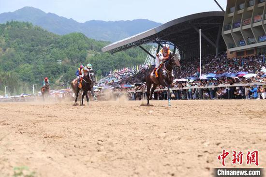 图为5月1日，2025“贵州村马”全国赛马邀请赛比赛现场。欧圣兵 摄