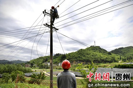 南方电网贵州毕节大方供电局工作人员对故障线路进行抢修。刘凯 摄