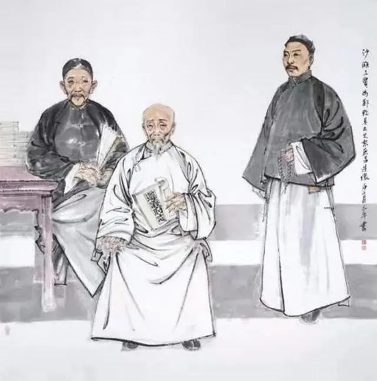 莫友芝(中)。(邓永平 画) 莫友芝(中)。(邓永平 画)
