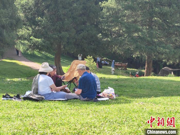 持续高温 乌鲁木齐市民南山觅清凉