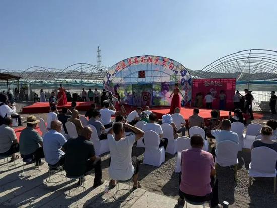 6月22日，吐鲁番市高昌区亚尔镇红星片区加依村葡萄园举办“葡萄相亲大会”。黄文娟 摄