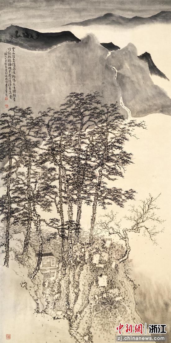 《山居清韵》

137×69 cm