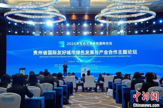 图为“贵州省国际友好城市绿色发展与产业合作”主题论坛现场。主办方供图 图为“贵州省国际友好城市绿色发展与产业合作”主题论坛现场。主办方供图