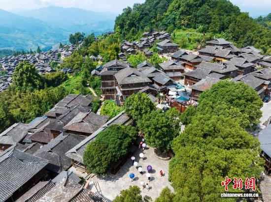航拍岜沙苗寨。吴德军 摄 航拍岜沙苗寨。吴德军 摄
