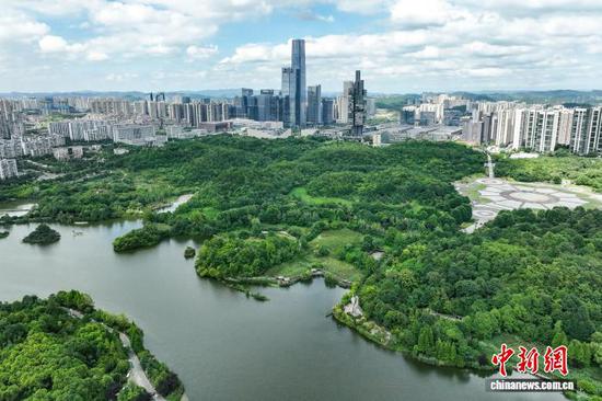 图为贵州省贵阳市观山湖公园树木葱郁，景色宜人。中新网记者 瞿宏伦 摄