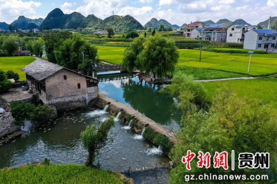 图为安顺市西秀区鲍家屯古水利设施及稻田。潘希来 摄 图为安顺市西秀区鲍家屯古水利设施及稻田。潘希来 摄