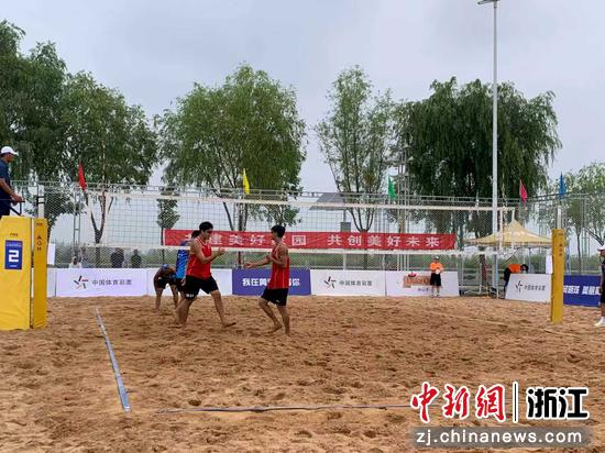 图为浙江体彩沙排男队此前参加宁夏吴忠站比赛。(受访者供图) 图为浙江体彩沙排男队此前参加宁夏吴忠站比赛。(受访者供图)