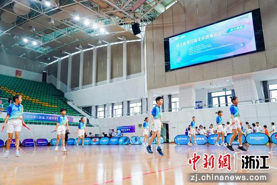 图为比赛现场。（浙江省第四届花样跳绳运动汇组委会）
