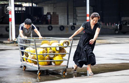 正在忙碌的越南老板娘阮氏合。潮新闻记者 汪驰超 摄