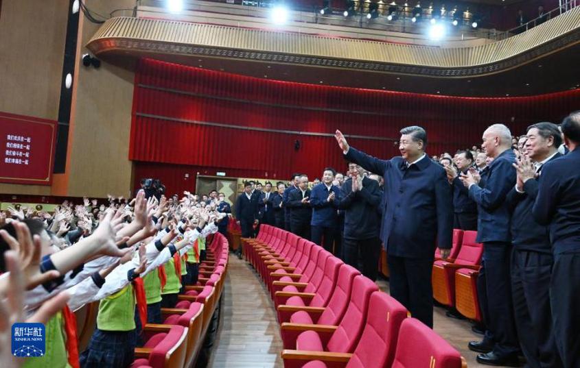 Chinese President Xi Jinping, also general secretary of the Communist Party of China Central Committee and chairman of the Central Military Commission, waves to people while attending a gala marking the 70th founding anniversary of Xinjiang Uygur Autonomous Region in Urumqi, the regional capital, on Sept. 24, 2025. Xi joined people of all ethnic groups in Xinjiang to watch the gala entitled 