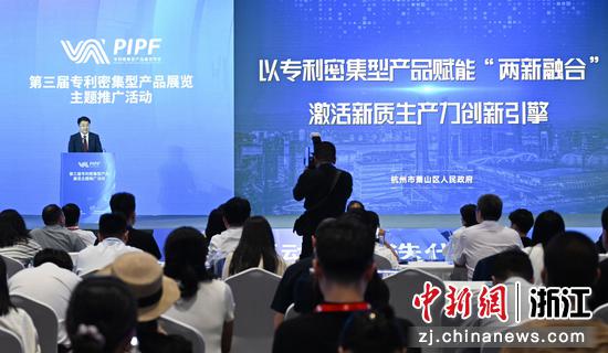图为:杭州市萧山区区长姜永柱介绍专利密集型产品培育推广典型经验。中新社记者 王刚 摄
