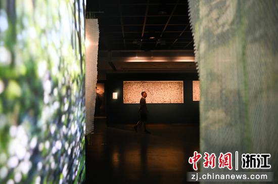 图为:参观者进入现场观看作品。中新社记者 王刚 摄