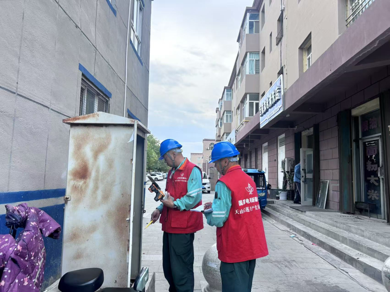 电力工人正在开展巡检。 电力工人正在开展巡检。